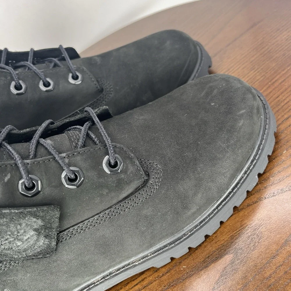Timberland 6-inch Premium Boot Boys  Junior 7 Black Nubuck Insulated Ankle 12907